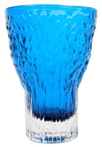 A Whitefriars Kingfisher Blue glass chalice, 14cm high.