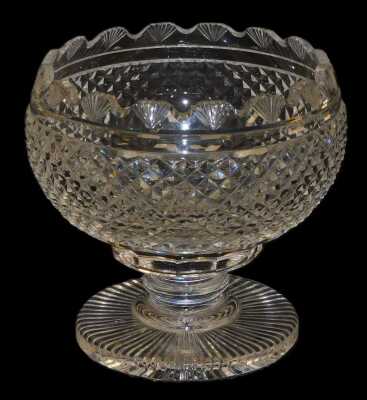 A Waterford crystal cut glass pedestal fruit bowl, with a frilled rim, 13.5cm high.