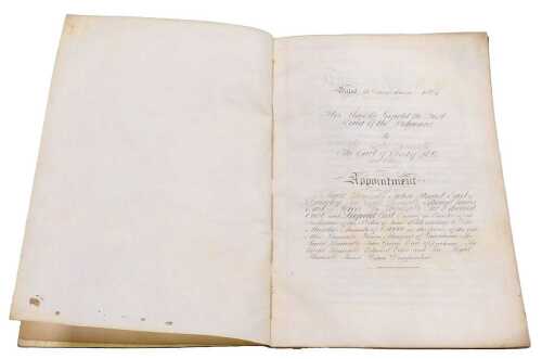 A Victorian legal document relating to His Majesty Leopold I King of the Belgians, dated 26th day of March 1864, on the appointment of trustees of an indenture of the 5th day of June 1834 relating to His Majesty's annuity of fifty thousand pounds and his