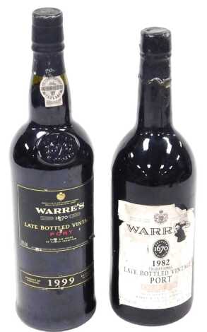 A bottle of Warre's late bottled port 1982, together with a further bottle, 1999. (2)