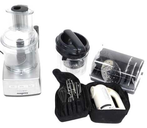 A Magimix cuisine system 5, auto 200XL, together with a Dualit hand mixer, cased.