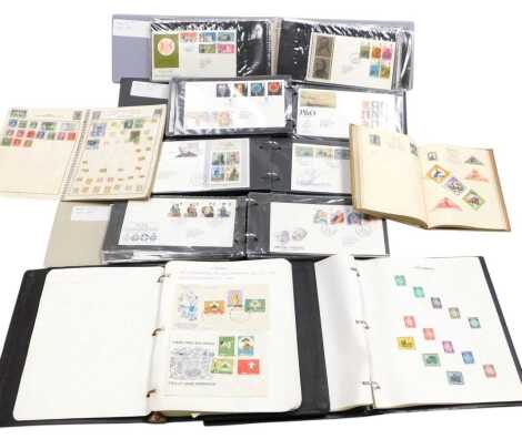 Philately postage stamps. First day covers, together with GBM World stamps, in albums, books and loose.