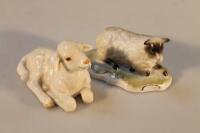 Two German porcelain figures of a lamb and a sheep