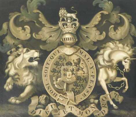 18thC/19thC School. Royal Crest, oil on canvas, 50cm x 59cm.