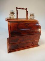 A late Victorian rosewood and walnut cylinder front desk stand