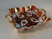 An Abbeydale Imari style square fluted two handled dish