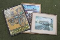 Two Champion Sparkplugs advertising posters framed