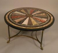 A 19thC circular black marble table top