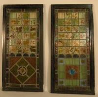 Two similar Victorian stained glass panels