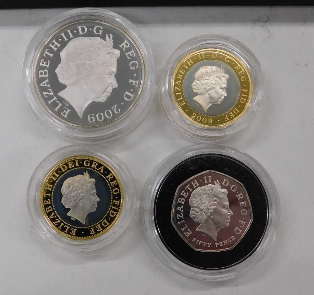 A 2009 UK silver proof Piedfort four coin collection, number 438