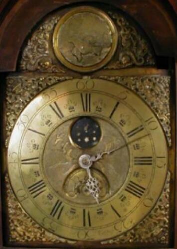 An 18thC oak and mahogany longcase clock of 30 hour movement