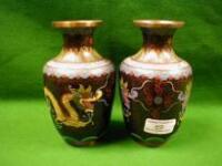 A pair of cloisonne baluster vases