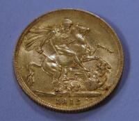 A George V gold sovereign