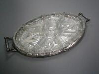 A George V silver oval serving tray for Harrods