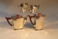 A George VI silver four piece Art Deco style tea service