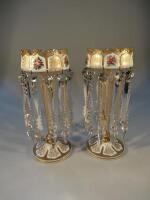 A pair of late 19thC cased glass lustres