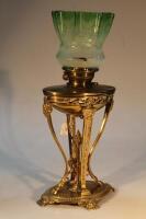 A Victorian brass table oil lamp