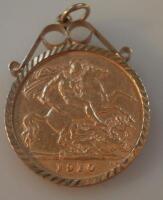 An Edward VII gold half sovereign pendant