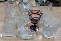 A collection of cut glass and other decorative glass