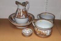 A Victorian Trojan pattern jug and bowl set