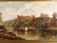 T M Ferguson. A river scene with a castle in the background and a river scene with a mill house and