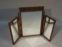 A 17thC style oak triptych mirror.