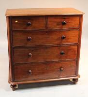 A 19thC chest of two short and three long drawers