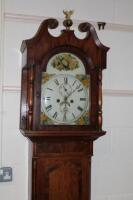 A 19thC oak and mahogany cased long case clock