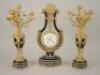 A 19thC French ormolu and Sevres porcelain clock garniture