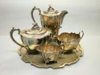 A silver plated four-piece tea set