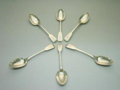 An associated set of six silver fiddle pattern teaspoons