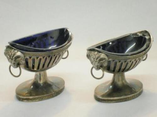 A pair of 19thC white metal salts