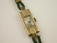 An Art Deco style 9ct gold ladies wrist watch