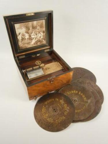 A late 19thC Continental walnut cased polyphon