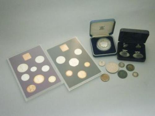 A Charles & Diana silver commemorative coin and other coins