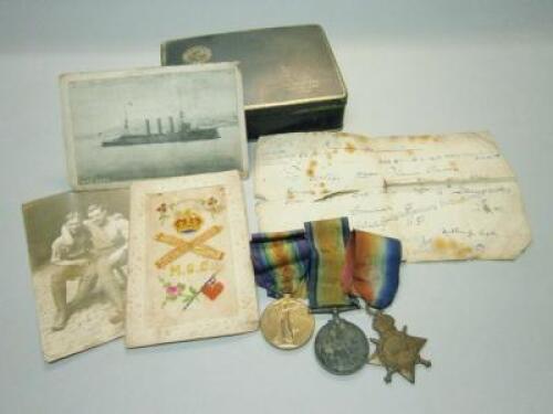 Three WWI medals awarded to a Stoker Thomas Coulan