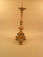 A 19thC Italian copper alter candlestick