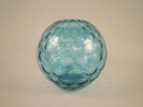 A Whitefriars type blue glass globular shaped vase