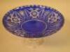 A mid 20thc Bohemian style blue flash fruit bowl