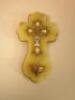 A Continental gilt metal onyx and chempleve enamel cross