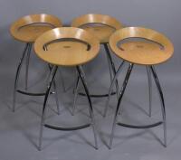 A set of four Lyra laminated and chrome plated high stools