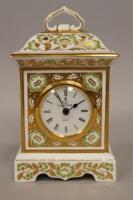 A Royal Crown Derby Green Derby Panel table clock