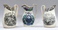 Three 19thC Staffordshire pottery jugs