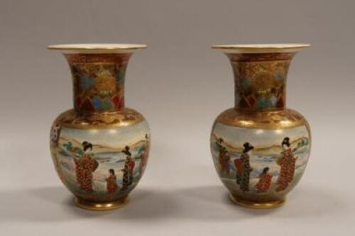 A pair of Japanese Satsuma style vases