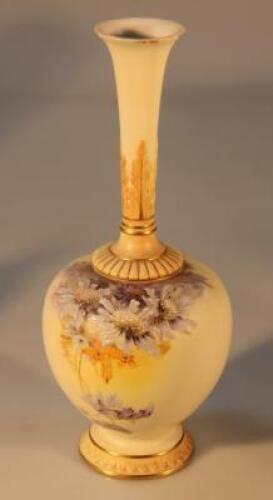 A Royal Worcester blush ivory bottle vase