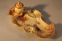 A Royal Worcester blush ivory desk stand