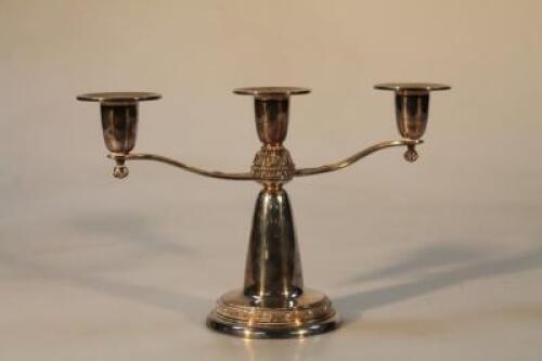An Irish silver three branch candelabra