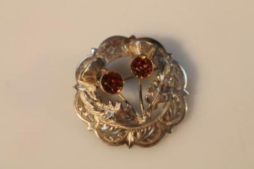 A Scottish silver Cairngorm set brooch