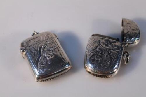 Two Edwardian silver vesta cases