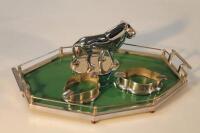 An Art Deco chrome and green plastic small tray